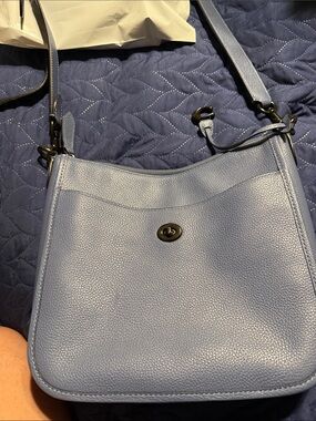 Coach Light Blue Pebbled Leather Crossbody Bag